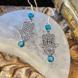 Hamza Swiss Blue Topaz Sterling Silver Earrings